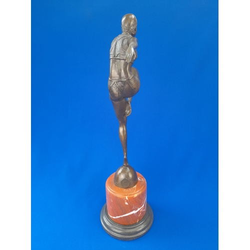 509 - Art Deco Style Bronze Mounted Dancer Figure on Marble Base – signed ‘J Philipp’