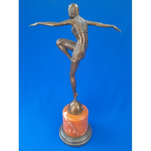 509 - Art Deco Style Bronze Mounted Dancer Figure on Marble Base – signed ‘J Philipp’