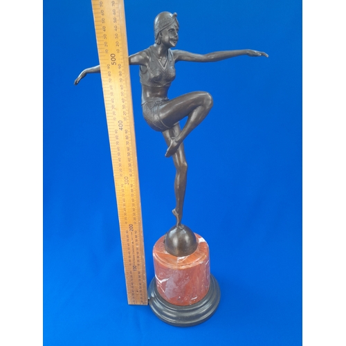 509 - Art Deco Style Bronze Mounted Dancer Figure on Marble Base – signed ‘J Philipp’