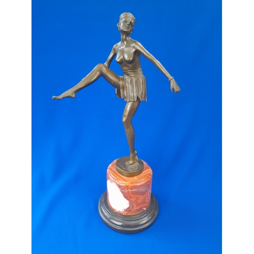 511 - Art Deco Style Bronze Mounted Semi-Nude Dancer on Marble Base – signed ‘D Alonzo’