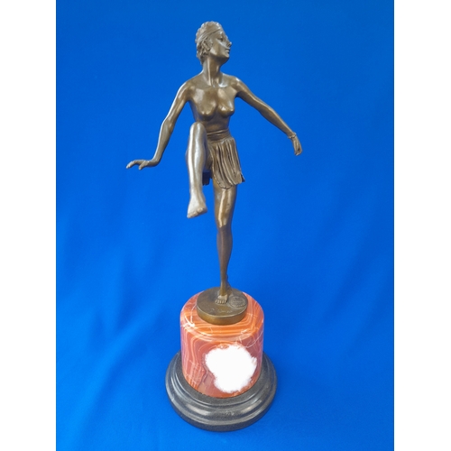 511 - Art Deco Style Bronze Mounted Semi-Nude Dancer on Marble Base – signed ‘D Alonzo’