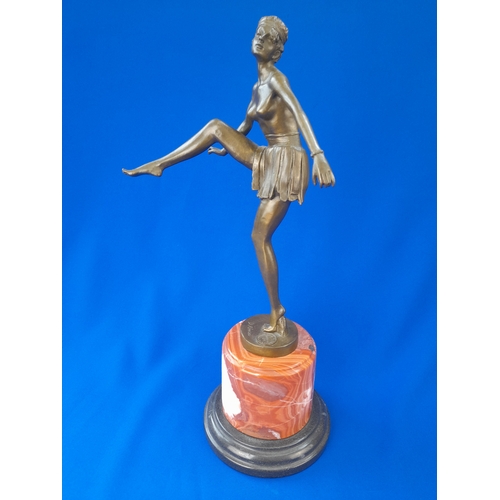 511 - Art Deco Style Bronze Mounted Semi-Nude Dancer on Marble Base – signed ‘D Alonzo’