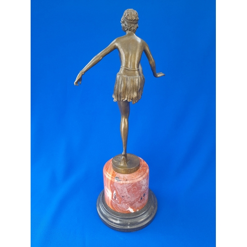 511 - Art Deco Style Bronze Mounted Semi-Nude Dancer on Marble Base – signed ‘D Alonzo’