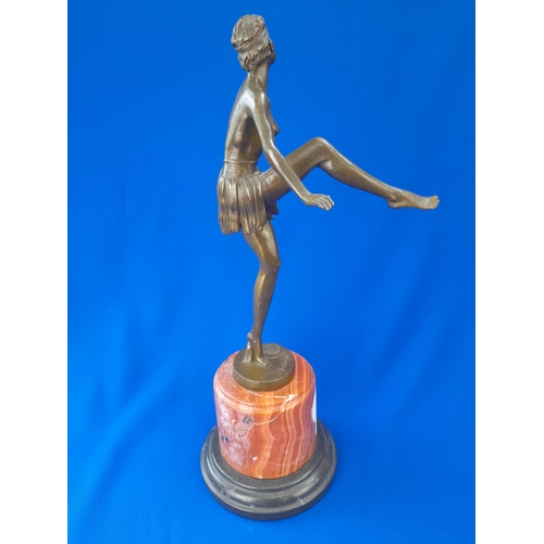 511 - Art Deco Style Bronze Mounted Semi-Nude Dancer on Marble Base – signed ‘D Alonzo’