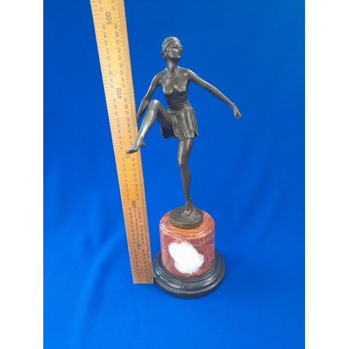 511 - Art Deco Style Bronze Mounted Semi-Nude Dancer on Marble Base – signed ‘D Alonzo’