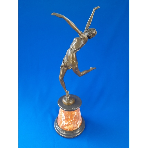 512 - Art Deco Style Bronze Mounted Dancer Figure on Marble Base – signed ‘B Zach’