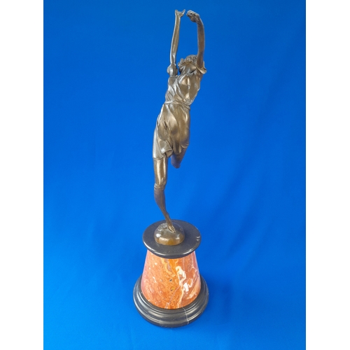 512 - Art Deco Style Bronze Mounted Dancer Figure on Marble Base – signed ‘B Zach’