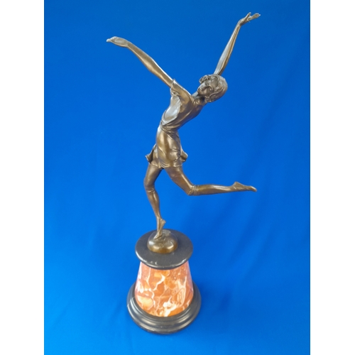 512 - Art Deco Style Bronze Mounted Dancer Figure on Marble Base – signed ‘B Zach’