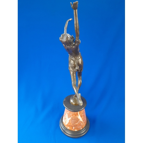 512 - Art Deco Style Bronze Mounted Dancer Figure on Marble Base – signed ‘B Zach’