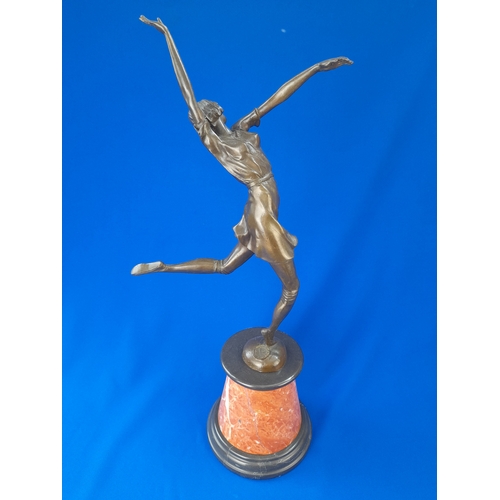 512 - Art Deco Style Bronze Mounted Dancer Figure on Marble Base – signed ‘B Zach’