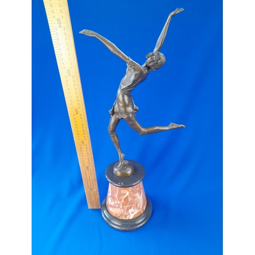 512 - Art Deco Style Bronze Mounted Dancer Figure on Marble Base – signed ‘B Zach’