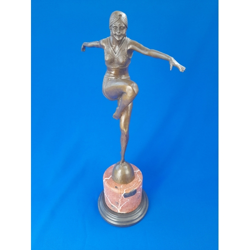 513 - Art Deco Style Bronze Mounted Dancer Figure on Marble Base – signed ‘J Philipp’