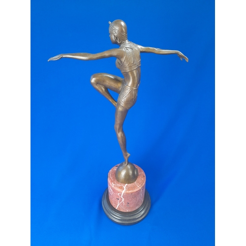 513 - Art Deco Style Bronze Mounted Dancer Figure on Marble Base – signed ‘J Philipp’