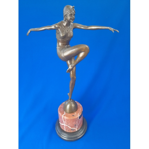 513 - Art Deco Style Bronze Mounted Dancer Figure on Marble Base – signed ‘J Philipp’