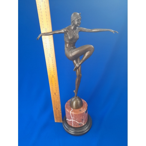 513 - Art Deco Style Bronze Mounted Dancer Figure on Marble Base – signed ‘J Philipp’