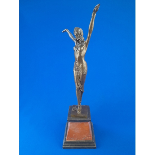 514 - Art Deco Style Bronze Mounted Semi-nude Dancer Figure on Marble Base – signed ‘D.H. Chiparus’