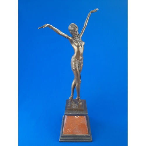 514 - Art Deco Style Bronze Mounted Semi-nude Dancer Figure on Marble Base – signed ‘D.H. Chiparus’