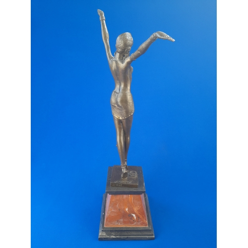 514 - Art Deco Style Bronze Mounted Semi-nude Dancer Figure on Marble Base – signed ‘D.H. Chiparus’