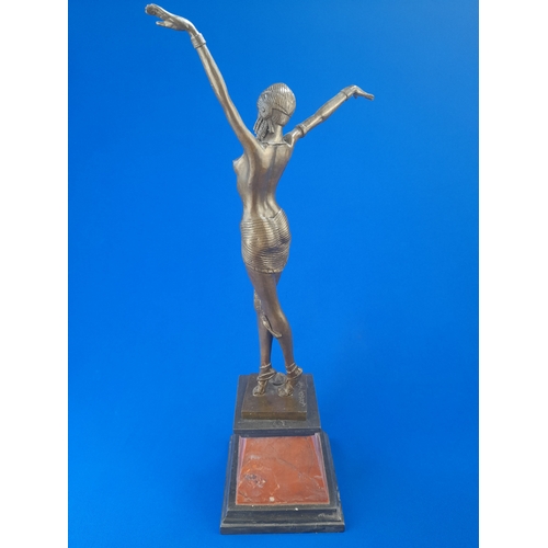 514 - Art Deco Style Bronze Mounted Semi-nude Dancer Figure on Marble Base – signed ‘D.H. Chiparus’