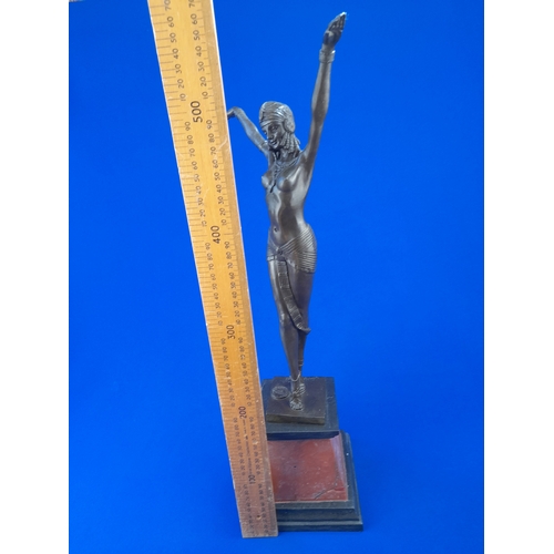 514 - Art Deco Style Bronze Mounted Semi-nude Dancer Figure on Marble Base – signed ‘D.H. Chiparus’