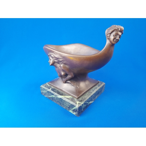 517 - Art Deco Style Bronze Mounted Bowl/Boat with Male and Female Relief Decoration