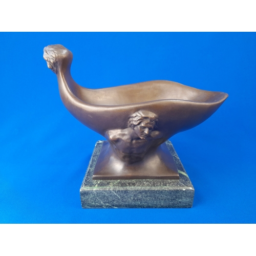 517 - Art Deco Style Bronze Mounted Bowl/Boat with Male and Female Relief Decoration