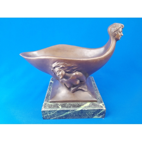 517 - Art Deco Style Bronze Mounted Bowl/Boat with Male and Female Relief Decoration