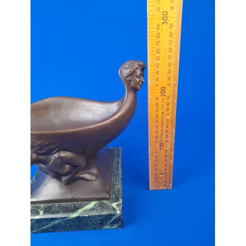 517 - Art Deco Style Bronze Mounted Bowl/Boat with Male and Female Relief Decoration