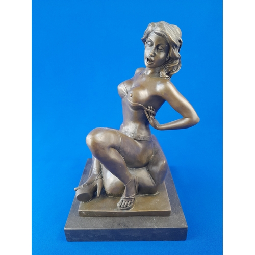 518 - Art Deco Style Bronze Mounted Semi-Nude Figure on Marble Base – signed ‘Preiss’