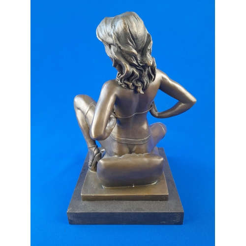 518 - Art Deco Style Bronze Mounted Semi-Nude Figure on Marble Base – signed ‘Preiss’