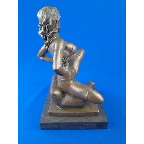 518 - Art Deco Style Bronze Mounted Semi-Nude Figure on Marble Base – signed ‘Preiss’