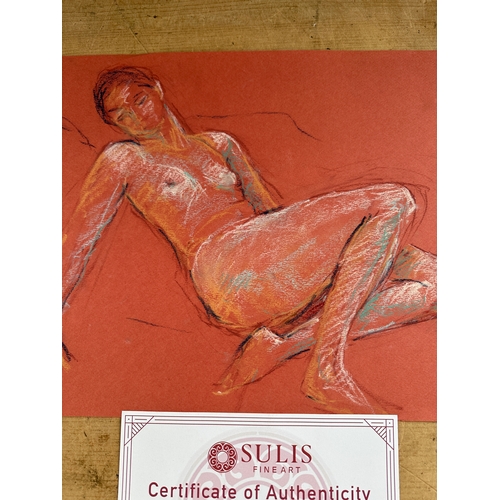 636 - Ann Mathews 20th Century Pastel, Reclining Nude Study of a Lady with COA