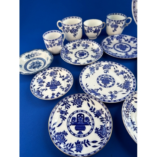 538 - Vintage & Antique English Delft, Delf & Bruges Cobalt Blue & White Pattern Plates & Cups including M... 