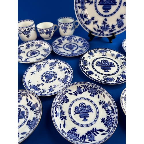 538 - Vintage & Antique English Delft, Delf & Bruges Cobalt Blue & White Pattern Plates & Cups including M... 