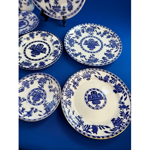 538 - Vintage & Antique English Delft, Delf & Bruges Cobalt Blue & White Pattern Plates & Cups including M... 