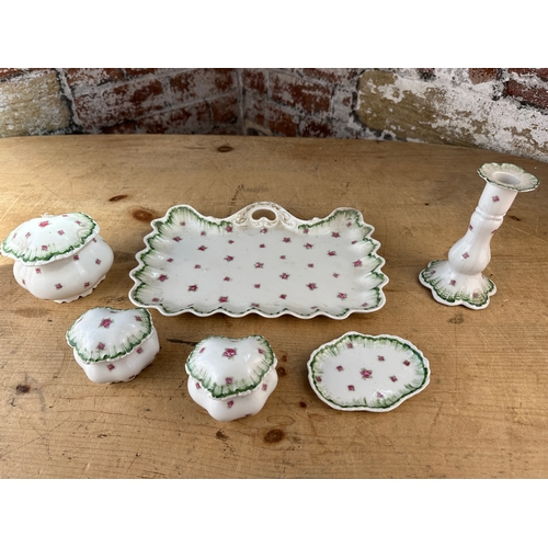 472 - Vintage Ceramic Dressing Table Set with Pink Rose Design