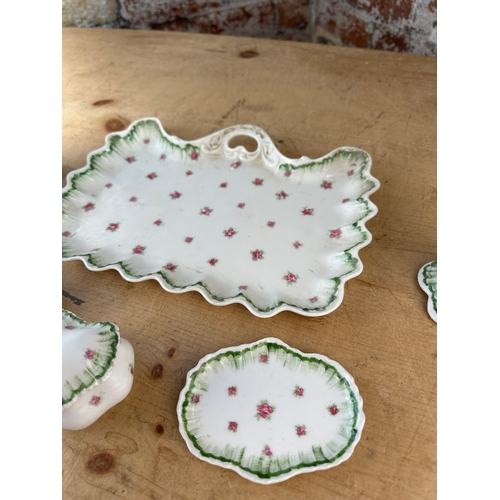 472 - Vintage Ceramic Dressing Table Set with Pink Rose Design