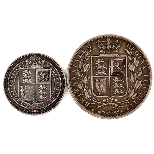 134 - 1887 Half Crown & Shilling Both in Very Good Condition