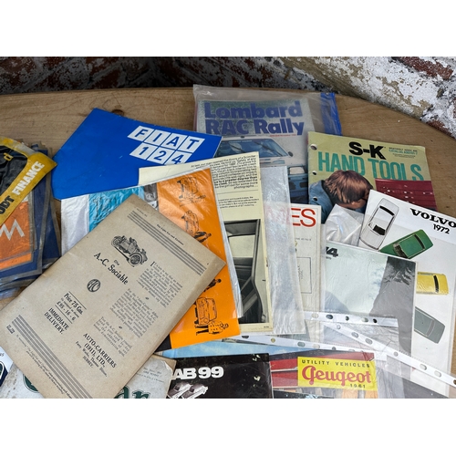 421 - Group Vintage Motor Car Brochures & For Sale Window Advertising Stickers etc.