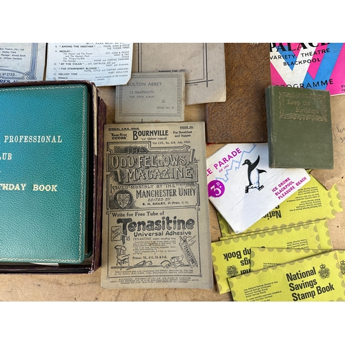 423 - Vintage Ephemera including Diary, National Savings Stamp Books, Programmes, Year Book etc.