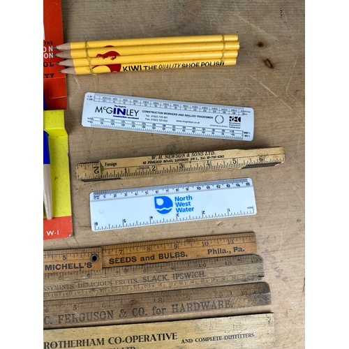 430 - Vintage Advertising Pencils & Rulers with a full Retail Display of The Tallon T-Pens