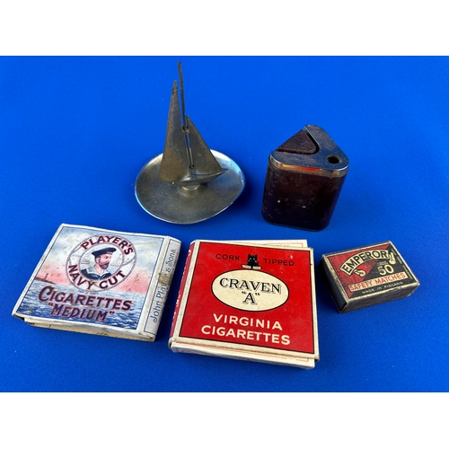 436 - Group of Smoking Related items including: Vintage Players Navy Cut & Craven A Cigarette boxes with C... 