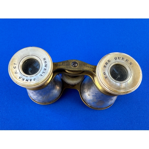 438 - Two Pairs of Antique Opera Glasses - Enamel (a/f) inscribed 'To The Queen' by Howell James & Co - Mo... 