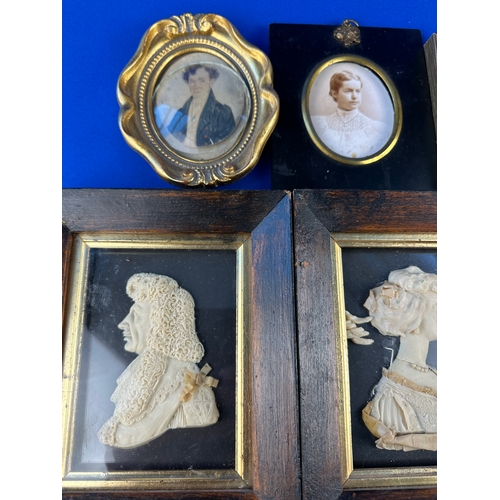 418 - Framed Vintage & Antique Portraits including Wax Relief & Daguerreotypes