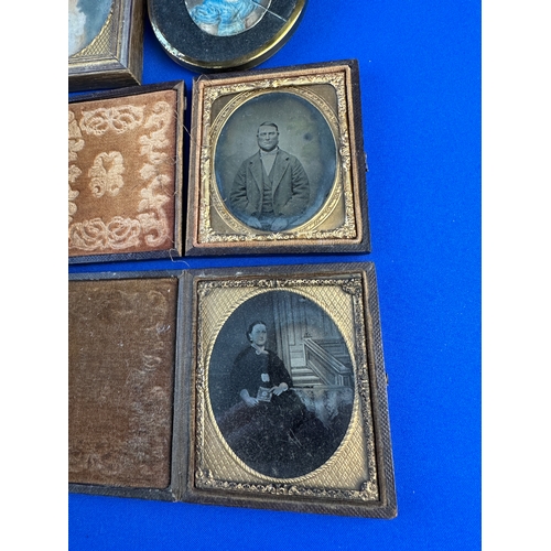 418 - Framed Vintage & Antique Portraits including Wax Relief & Daguerreotypes