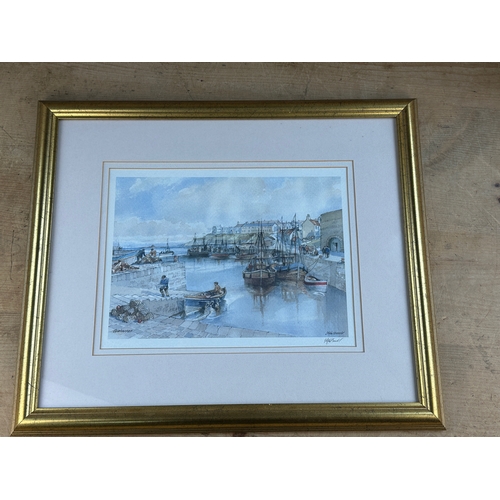 641 - Artist Pencil Signed Print of Seahouses by J. Macdonald