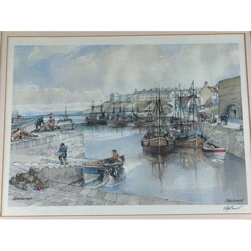 641 - Artist Pencil Signed Print of Seahouses by J. Macdonald