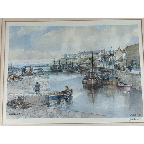 641 - Artist Pencil Signed Print of Seahouses by J. Macdonald