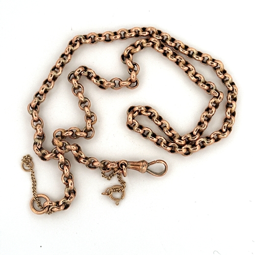 32 - 9ct Gold Antique 'Watch Chain' Necklace with Dog Clip, 17.5