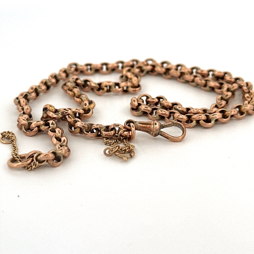 32 - 9ct Gold Antique 'Watch Chain' Necklace with Dog Clip, 17.5